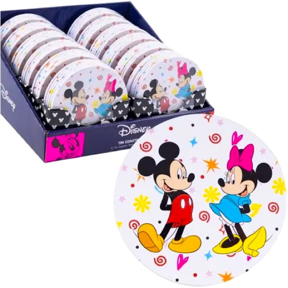 Mickey & Minnie Mouse 6 Piece Coaster Set with Holder